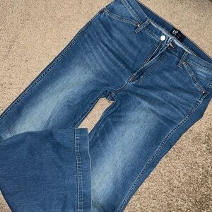 GAP NWOT 14 32 FLARE TROUSERS JEANS DENIM DARK DENIM